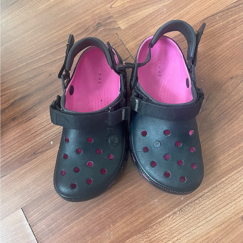 CROCS  Black and Pink Sandals